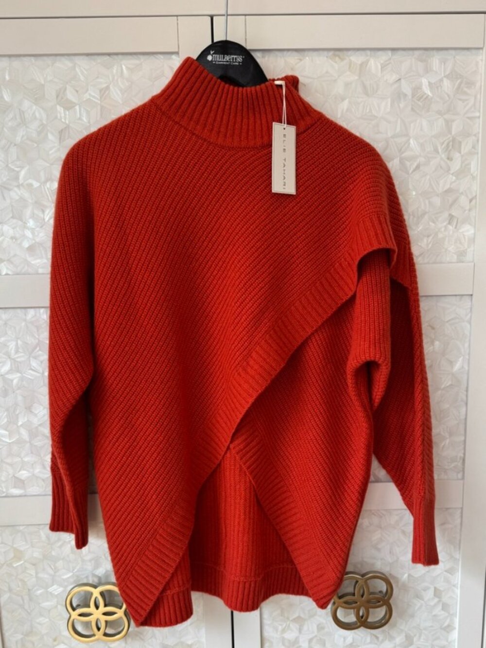 Elie Tahari XL Cashmere Burnt Orange Turtleneck Sweater NWT
